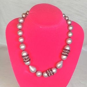 Alexis Bittar grey pearl and CZ chrome crystals.